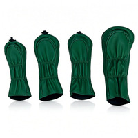 Ensemble de 4 housses de tête de club de golf en cuir PU imperméable brodé, personnalisables, populaires, avec fermeture élastique, modèle GF-2680G # 1 # 3 # 5