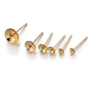 Pendentif plat pour boucles d'oreilles |   Base de disque ronde en acier inoxydable plaqué or PVD 18 carats pour accessoires de fabrication de bijoux DIY - Product Image 5