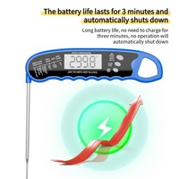 Termometer daging Digital lipat, tampilan LCD Backlit tahan air IPX6 konstruksi logam untuk memasak BBQ Steak