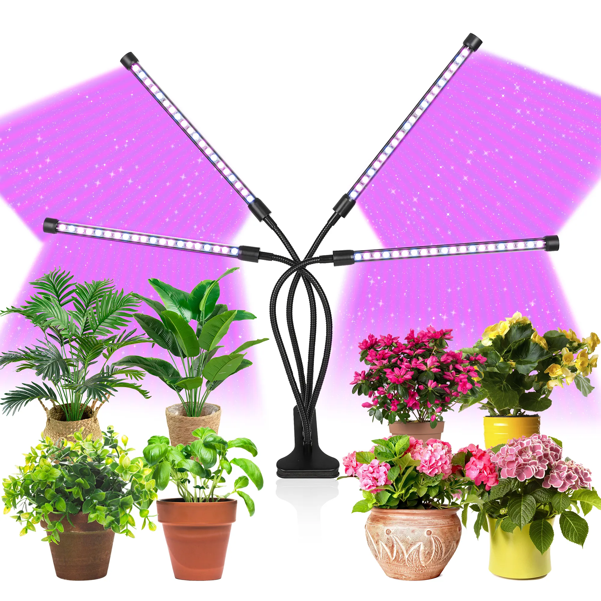 80 Leds Led Grow Lights Voor Kamerplanten 4 Koppen Plant Kweeklampen Met Timer Full Spectrum Groeilicht