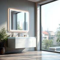 Vente en gros Meuble sous-vasque moderne avec armoire alvéolée en aluminium Miroir LED Design mural pour hôtels et appartements
