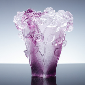 Piccolo ponte fatto a mano design creativi <span class=keywords><strong>per</strong></span> la casa di lusso <span class=keywords><strong>vaso</strong></span> di cristallo in rilievo <span class=keywords><strong>rosa</strong></span> camelia fiore oggetti in vetro <span class=keywords><strong>vaso</strong></span> di Liuli - Product Image 2