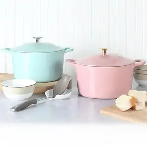 Wholesale Round Shape Customized Color Kitchen Cookware Pots Casserole Dutch Oven Enameled