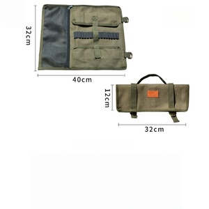 Bolsa de Almacenamiento de Lona para Exteriores, 32x40cm, Organizador de Herramientas para Camping, con Bolsillo de Malla y Correas para Uso en Exteriores - Product Image 1