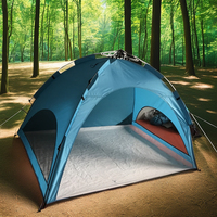 Wind Valley Tente de randonnée automatique pour 4 personnes Coque dure légère Imperméable Pop-Up Été Pliable Polyester Abri Soleil Extérieur
