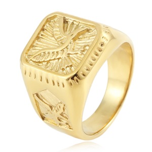 Yunnique – bague aigle en acier inoxydable pour hommes, couleur or, design du zodiaque animal, bijoux à la mode, cadeau pour lui - Product Image 4