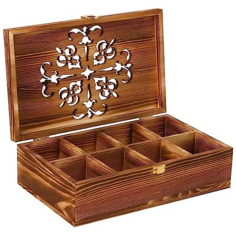 Benutzer definierte 8 Fächer rustikale Holz Kaffee Teebeutel Lagerung Organizer Halter Box