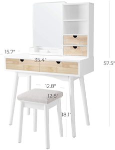 2022 beyaz Vanity seti ışıklı ayna, makyaj makyaj masası dokunmatik ekran karartma ile yatak odası için ayna - Product Image 3
