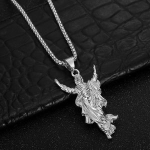 Yunnique – collier avec pendentif Jésus en acier inoxydable, plaqué or, breloque religieuse, bijoux à la mode unisexe, cadeau - Product Image 2
