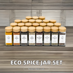 Barattolo per Spezie Quadrato Ecologico da 120ml, Coperchio in Bambù, Confezione Personalizzata, 24 Contenitori per Erbe e Spezie, Utensili da Cucina in Stile Rustico - Product Image 5