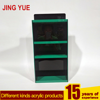 Usine personnalisée écologique moderne vert acrylique 3 étagères comptoir présentoir pour tabac fumée boutique acrylique jus pot vitrine