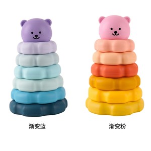 Little Bear <b>Stacking</b> Toy 7-Layer Silicone Rainbow <b>Rings</b> For 3-6 Year Old Children Educational Parent Child Interactive Play - Product Image 4