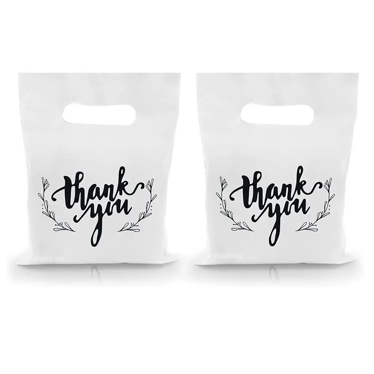 Custom white plastic handles bags heavy duty plastic carry bag for boutique black retail shopping thank you plastic gift bags