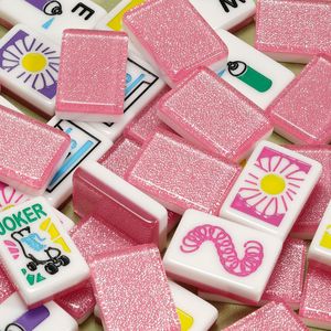 American Mahjong Acrylic Pink Crystal Set 32mm 160 Pieces Portable Gift Set for Chess Card <b>Entertainment</b> - Product Image 2
