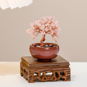 <b>Crystal</b> <b>Tree</b> Money <b>Tree</b> Decor Ceramic Base Feng Shui Home Office Decoration Gift Collection - Product Image 3