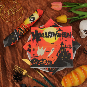 Halloween party square napkins, hotel holiday thickened food-grade <b>paper</b> towels, household skin-friendly and strong napkins - Product Image 3