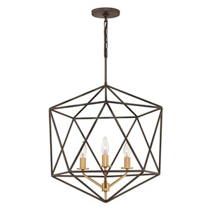 Black & <b>Gold</b> Metal Frame Clear Glass Industrial <b>Chandelier</b> | <b>Modern</b> Lighting for Hotel Industrial-Themed Area & Dining Space - Product Image 5