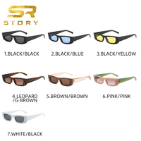 HISTOIRE QB483 Marque Design Rétro Cadre Étroit Rectangle Vintage Mode Jaune Petit Cat Eye Lunettes de Soleil Femmes Hommes