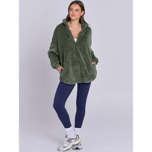 FOXA Sweat à capuche zippé en polaire Sherpa pour femme, pull doux et confortable à épaules tombantes, haut tendance pour l'automne - Product Image 3