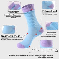 Chaussettes d'été d'intérieur mi-mollet en coton peigné tricoté antidérapantes pour femme, idéales pour le Pilates et le Yoga – Absorbantes et respirantes, personnalisables