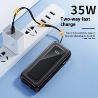 OEM 35W Mini Li-Polymer Ultra Slim Power Bank 10000mAh Câble rétractable Type C Écran numérique Charge rapide Portable Externe