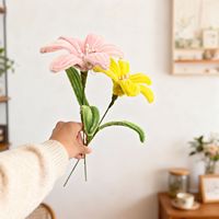 Bouquet de fleurs artificielles en peluche douce en polyester fait main, tournesol et tulipe, pour la décoration de la maison, de mariage et de remise de diplôme