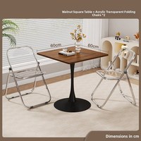 Ensemble de tables basses modernes en MDF avec pieds en métal et 2 chaises ; Facile à nettoyer, écologique, mobilier de salon pour appartement