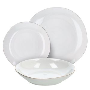 Tognana 18 Piece <b>Dinner</b> <b>Set</b> <b>White</b> Porcelain Gold Trim - Product Image 1
