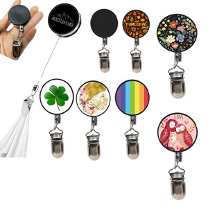 4cm Printed Pattern Retractable Steel Wire Rope Kitchen Towel Hook <b>Clip</b> (No Drill Required) - Product Image 1
