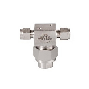 ROKE ตัวกรองสามทางสแตนเลส SS-FT4-60 6000PSI SS316 ข้อต่อไฮดรอลิก - Product Image 1