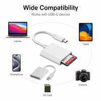 Lecteur de cartes SD TF USB C 2 en 1, adaptateur OTG pour ordinateur portable de type C, transfert de données de carte mémoire pour Windows MacOS