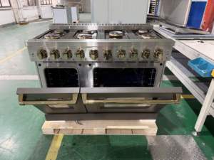 48 In. 7.0 Cu. Ft. Freestanding Dual Fuel Cooker 7 <b>Burner</b> Gas Cooktop <b>Electric</b> Convection Oven Stainless Steel Grey Household - Product Image 3