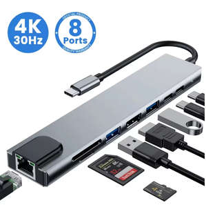 <span class=keywords><strong>Hub</strong></span> USB-C 8 in 1, Adattatore Type-C 4K 30Hz, Convertitore <span class=keywords><strong>Ethernet</strong></span> USB 3.0, Dock USB-C 1 in 8 per Macbook - Product Image 3