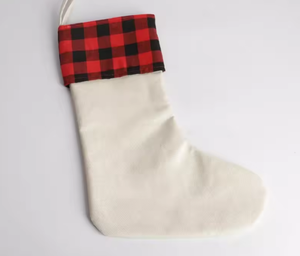 Nouvelles chaussettes de Noël en lin de grande taille, rouges/noires, vierges pour la sublimation, pour la décoration - Product Image 4
