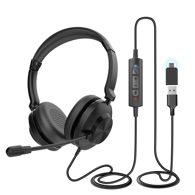 Hot Selling Durable Usb-c Office Wired Call Center Type-c Headset for Pc ENC Noise Reduction Wired Headset With Microphone