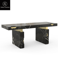 Mobilier de bureau contemporain de luxe marbre noir naturel fait bureaux pour la maison bureaux d'ordinateur bureaux d'écriture