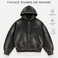 Sweat à capuche zippé vintage personnalisé pour homme, en molleton épais, coupe oversize, effet usé et déchiré, broderie graffiti, style streetwear, OEM ODM