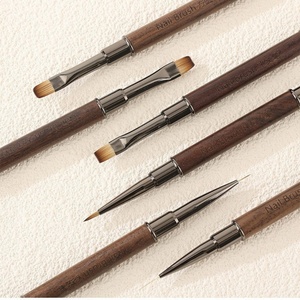 New Wooden Pole Metal Nail <b>Brush</b> Set Uv Nail Gel <b>Round</b> Head <b>Brush</b> Flat Head <b>Brush</b> Factory Customized Wholesale - Product Image 5