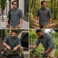 Chemise de randonnée à manches longues réglable, chemise de pêche convertible, chemise de protection solaire UPF 50+, vêtements de plein air en gros, personnalisable