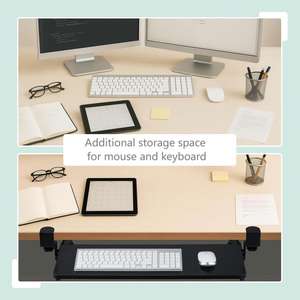 Plateau pour clavier à vendre, extensible sous le bureau, avec pince, support de clavier coulissant stable pour ranger souris et clavier - Product Image 5