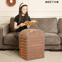 Ventilateur Chauffant Électrique Portable Pliable avec Coussin Chauffant en Graphène, Protection Contre la Surchauffe et Étanchéité, Idéal pour Usage Domestique Sous le Bureau