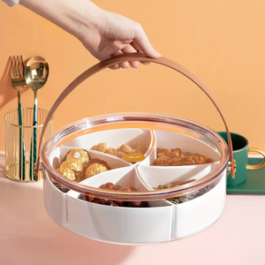 Clear <strong>Plastic</strong> Grid <strong>Storage</strong> Box with <strong>Dividers</strong> for Candy Snack Dried Fruit Veggie Plate Tray Organization