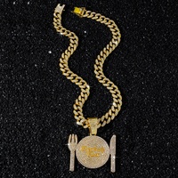 YJ10-6927 Collier pendentif couteau-fourchette en alliage de zinc pour homme, style hip-hop, personnalisé, nouveauté