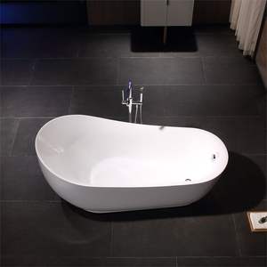 Baignoire ovale autoportante en acrylique, facile à nettoyer, écologique, pour extérieur, SPA individuel pour adulte, fonction trempage, drain intégré, design minimaliste - Product Image 2