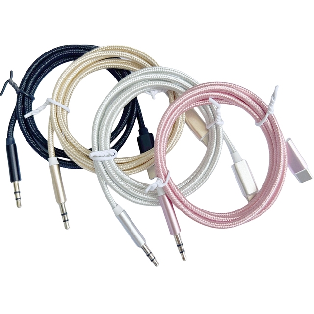 Digital Chip Hi-fi Sound Nylon Braided Aux Cord Stereo Auxiliary Car Audio USB C to 3.5MM Aux Cable for Iphone for Home Stereos