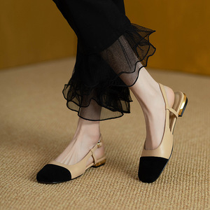 Factory Wholesale Summer New Retro One-button Back Empty Flat Pvc Flat <b>Sandals</b> for Ladies Shoes - Product Image 1