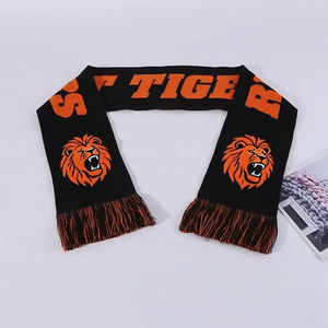 Fabricante logotipo personalizado 100% acrílico deportes bufanda con borlas equipo <span class=keywords><strong>de</strong></span> fútbol liso recuerdo animando ventiladores bufanda con bordado - Product Image 2