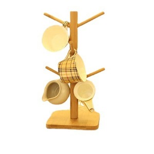 Bamboo <b>Desktop</b> Coffee Cup Organizer Round Base 3 Tier Standing Type Kitchen Countertop Storage Rack - Product Image 3