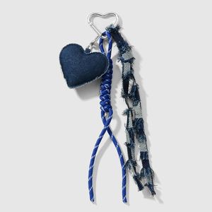 Porte-clés en jean avec étoile et cœur, perles, strass, cordon tressé, breloque, mousqueton, pendentif de sac Y2K, cadeau DIY, vente en gros - Product Image 4
