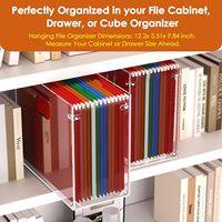 Organisateur de fichiers suspendu de bureau en acrylique transparent portable, boîte de rangement format lettre avec poignées, pour bureau et maison, présentoir pour documents